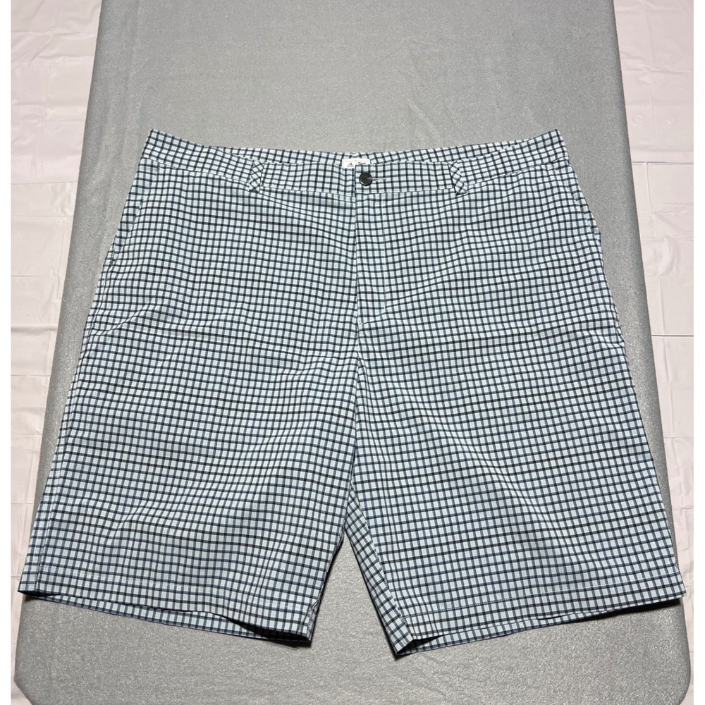 Adidas Golf Mens Plaid Performance Shorts Blue White Size 42 Z24482 AE7002